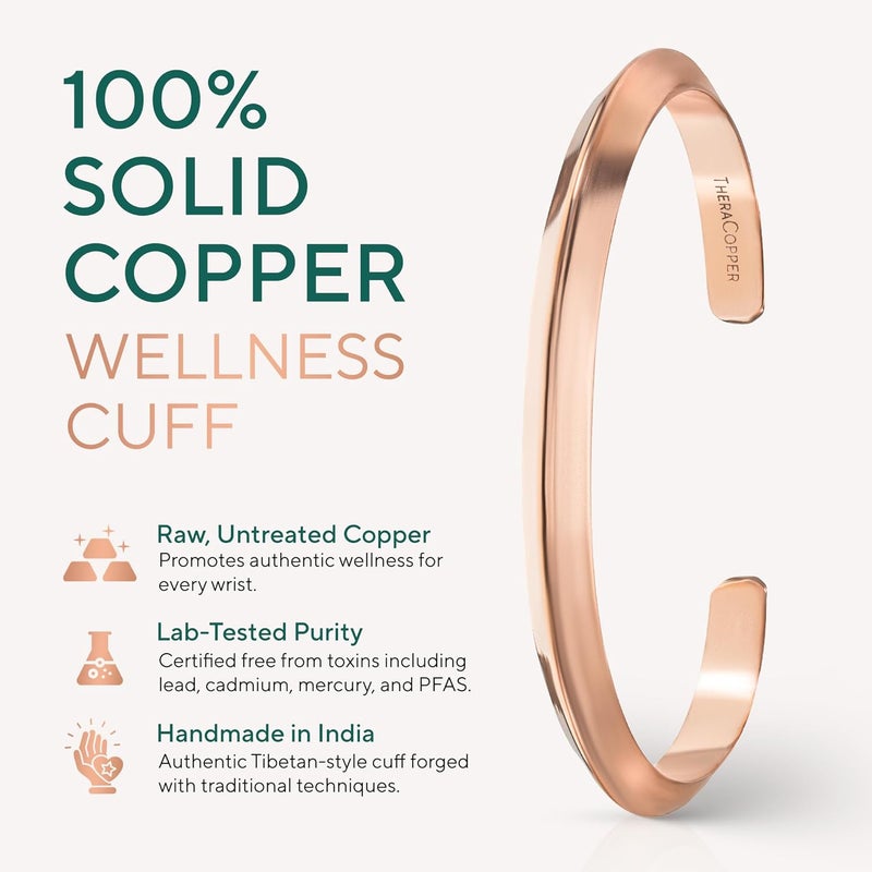 TheraCopper Copper Bracelet for Men & Women — 100% Pure Copper Bracelets — Raw, Solid & Uncoated Authentic Handmade Tibetan Bracelet Cuff Bangles - Image 2